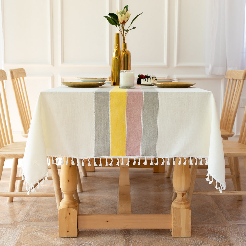 Waterproof Oil-resistant Rectangular Tablecloth Cotton Linen Wrinkle-resistant Tablecloth for Kitchen Dining Room Buffet Party