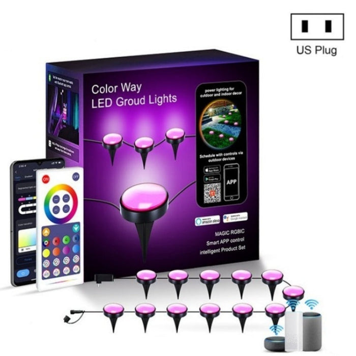 CP01 Outdoor WIFI Smart APP Control Garden Light Music Synchronization Outdoor Ground Lights (US Plug)