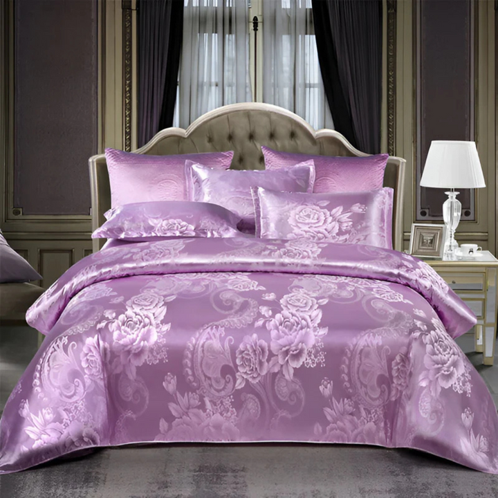 Satin Floral Soft Duvet Cover Set
