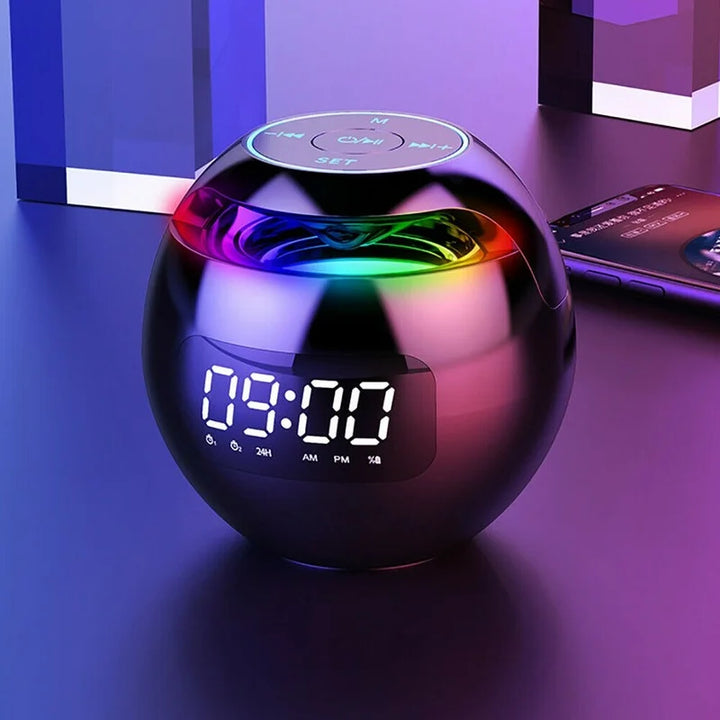 Digital LED Alarm Clock with Bluetooth Speaker &amp; colorful Night Light – Motion Sensor, Rechargeable, 5W Sound