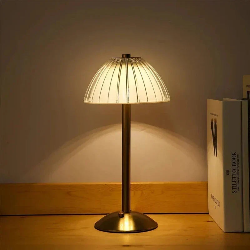 Wireless LED table lamp with three color modes and dimming function