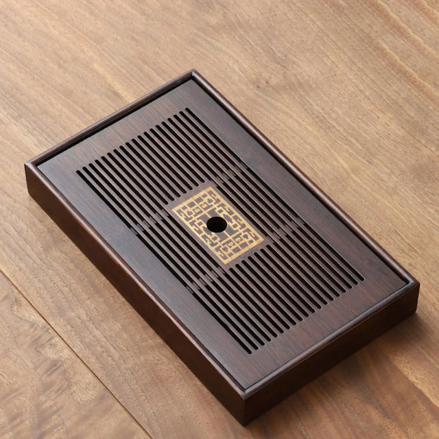 Chinese Tea Tray with Water Storage Box Durable Simple Drainage Type Plate Tea Serving Tray for Teahouse Home Household Office