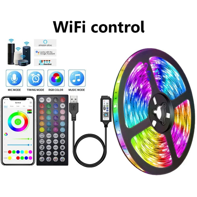 USB RGB LED Strip Lights with App Control for Room & TV Backlighting Decor
