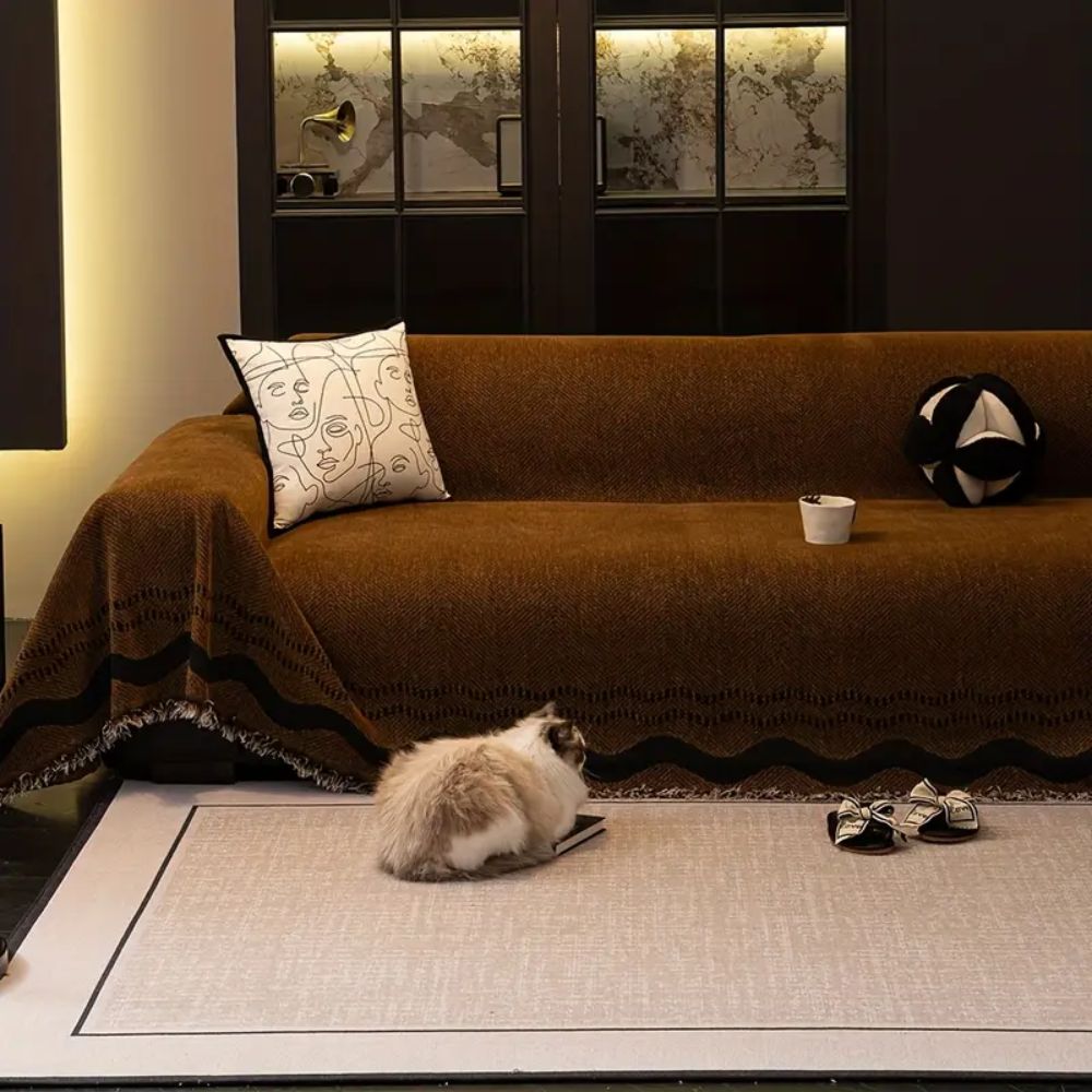 Sora Line Tasseled Sofa Cover