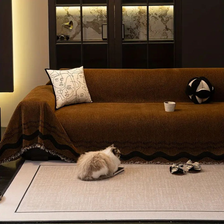Sora Line Tasseled Sofa Cover