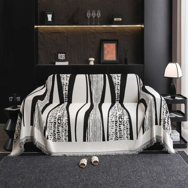 Stone Bohemian Fringe Sofa Cover