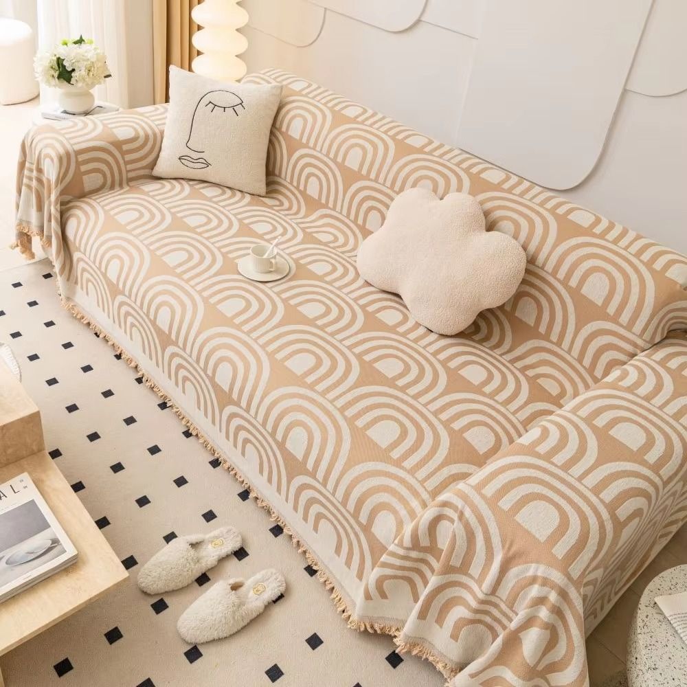 Symmetrical Half-Arch Chenille Sofa Cover