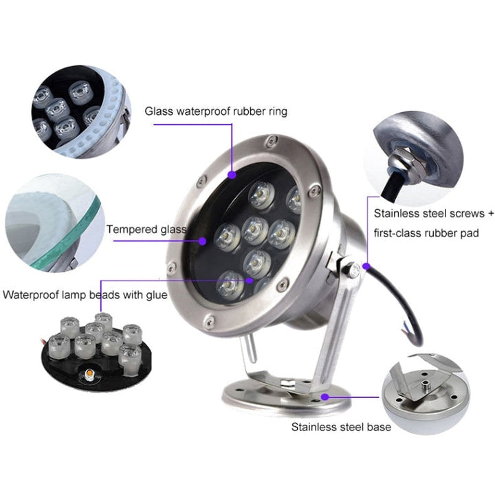 LED Underwater Light Pool Fish Pond Fountain Waterproof Landscape Light 24W (Warm White)