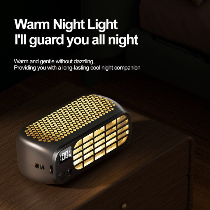 USB Charging Digital Display Portable Bladeless Outdoor Mini Night Light Fan(Green) |