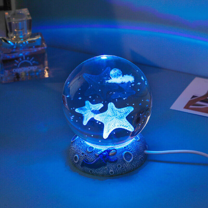 AquaGlobe Crystal Ball Night Light | Underwater World LED Lamp | Mood Light &amp; Decor for Home