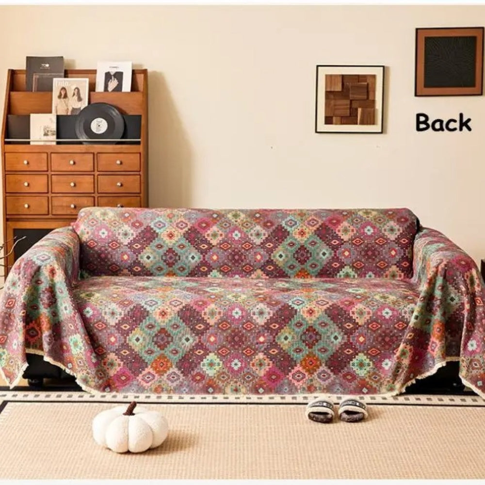 Zahara Geometric Tribal Kilim Sofa Cover
