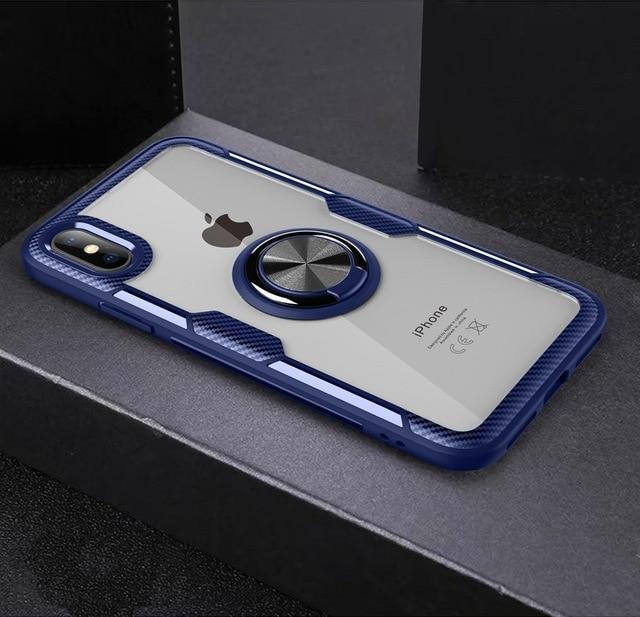 Magnetic Ring Carbon Fiber iPhone Case