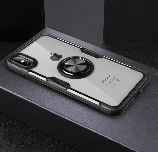 Magnetic Ring Carbon Fiber iPhone Case