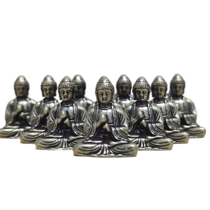 10 pieces mini brass sitting Buddha statue figure for travel Buddhism worship home office desk decoration