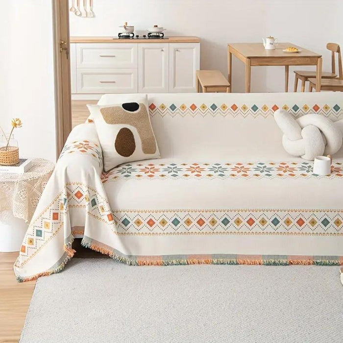 Bohemian Tassel Sofa Cover Cotton Blend