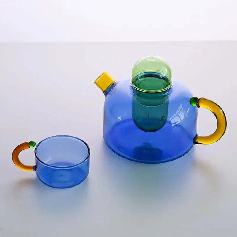 Contrasting color Translucent Teapot &amp; Cup Set