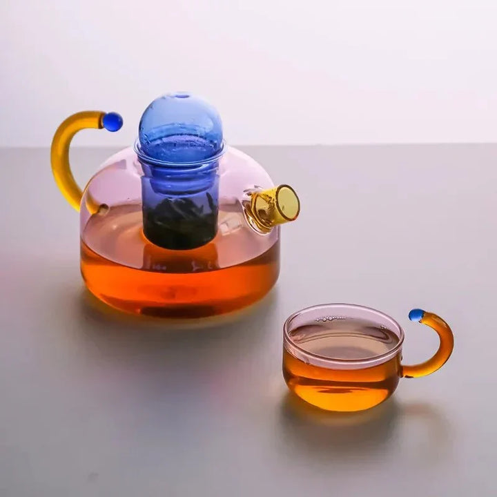 Contrasting color Translucent Teapot &amp; Cup Set