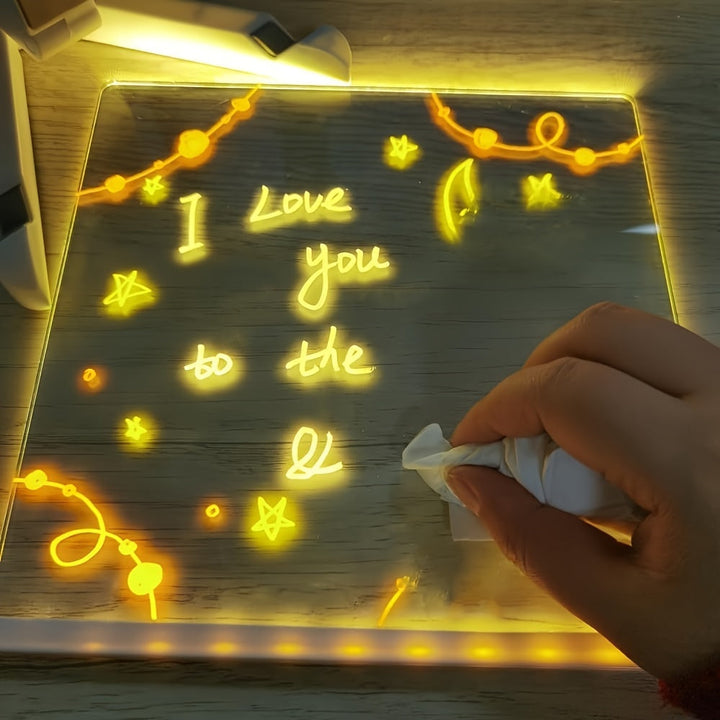 USB LED Noteboard with 12 colored Pens - Bright Message Board for Office &amp; Home
