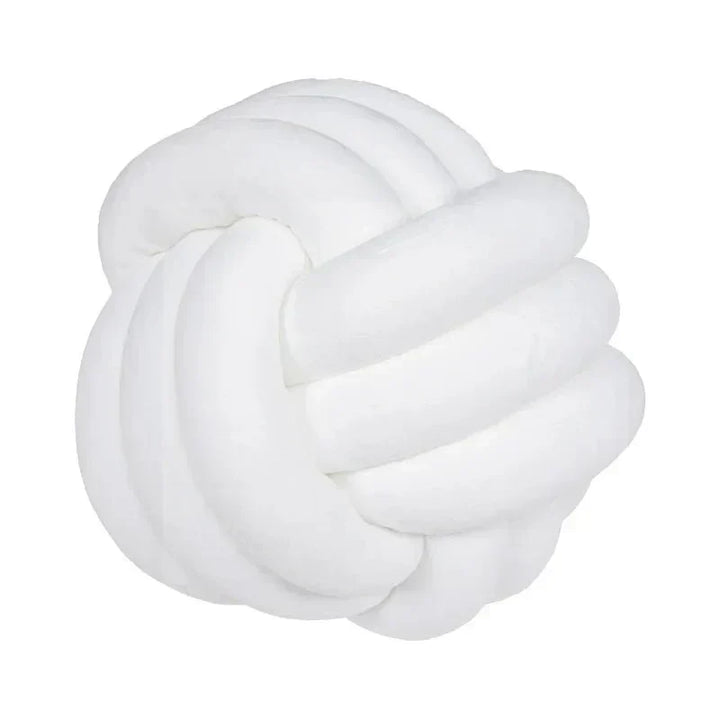 Decorative, soft cushion with knotted ball in suede look