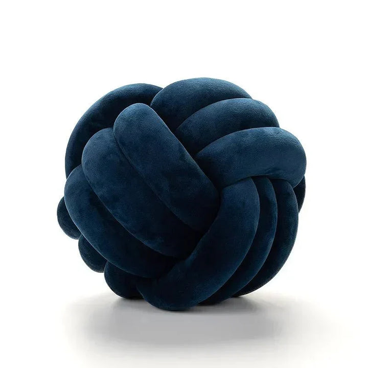Decorative, soft cushion with knotted ball in suede look