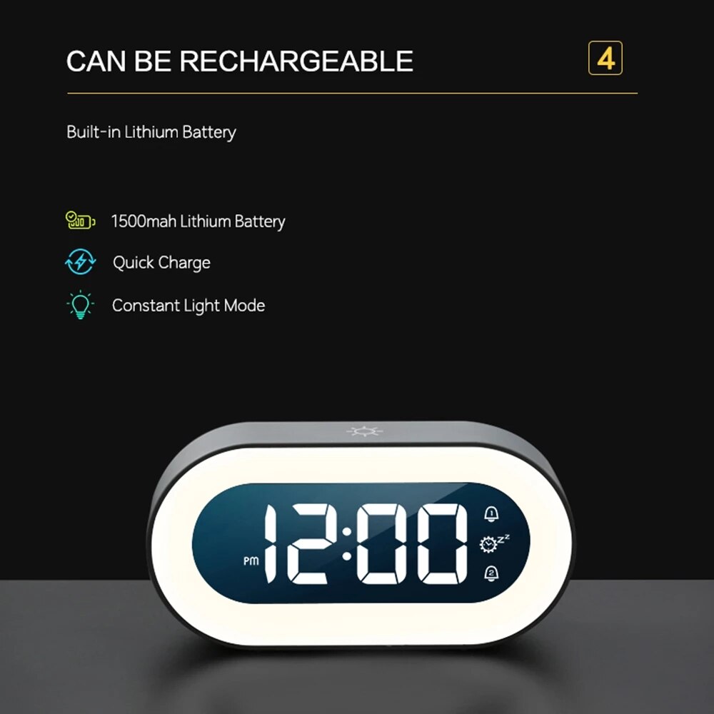 Digital Alarm Clock with Night Light - Lumino