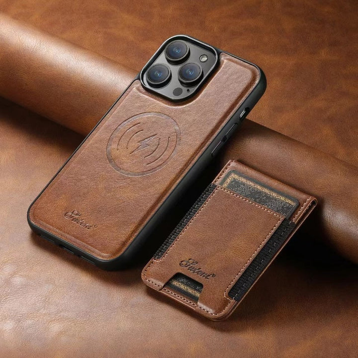 LuxCase Leather Phone Case with Card Slot and Stand – Suitable for iPhone |