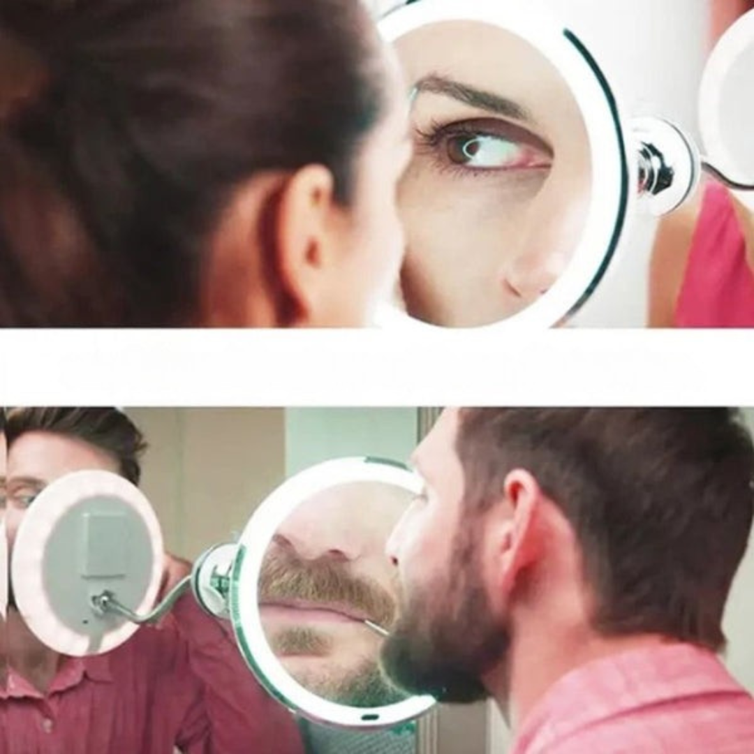 LED Makeup Mirror with Flexible Arm and Magnifier