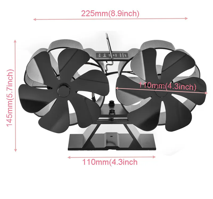 6-Blade Dual-Head Stove and Fireplace Fan for Wood Stoves