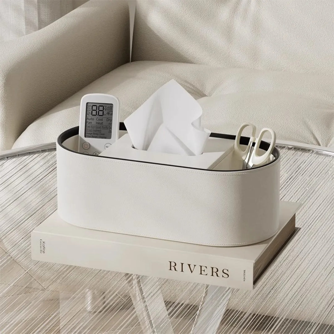 Tissue box - Oval Elegance - Leather design - Functional &amp; Stylish