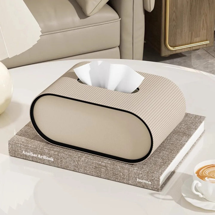 Tissue box - Oval Elegance - Leather design - Functional &amp; Stylish