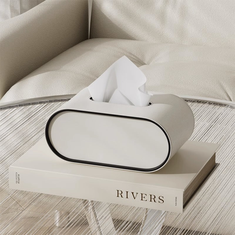 Tissue box - Oval Elegance - Leather design - Functional &amp; Stylish