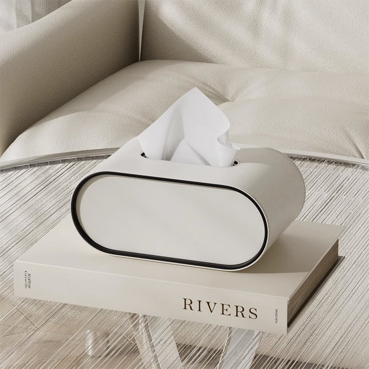 Tissue box - Oval Elegance - Leather design - Functional &amp; Stylish
