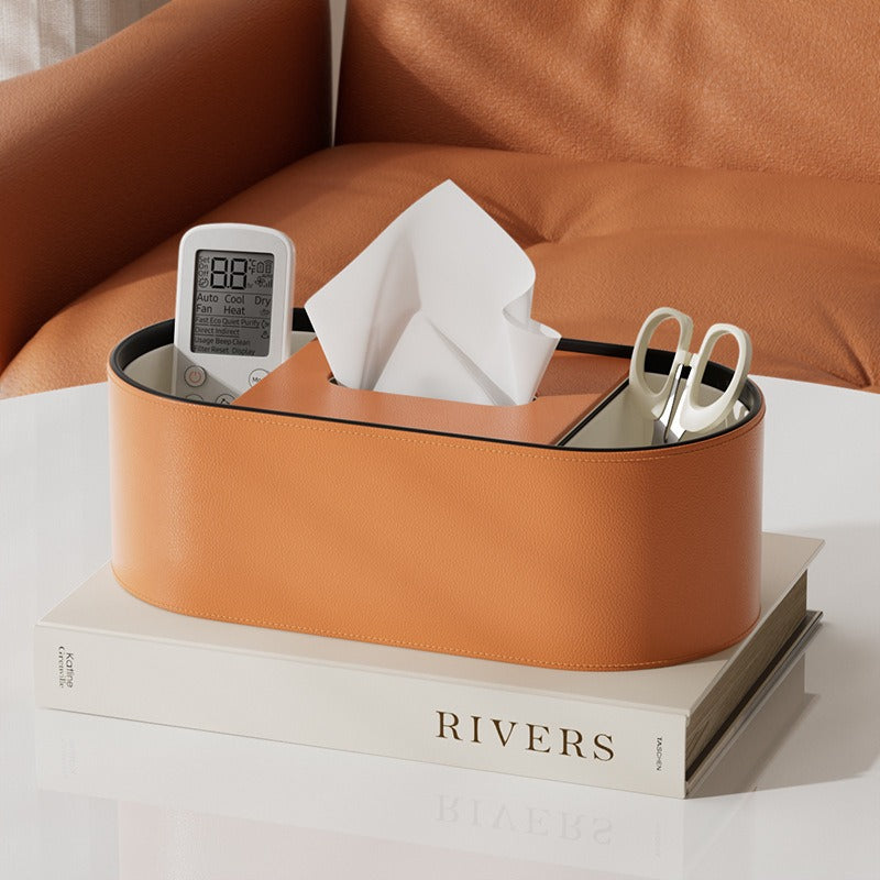Tissue box - Oval Elegance - Leather design - Functional &amp; Stylish