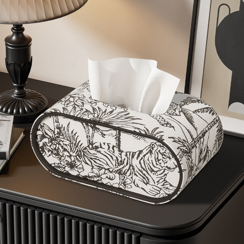 Tissue box - Oval Elegance - Leather design - Functional &amp; Stylish