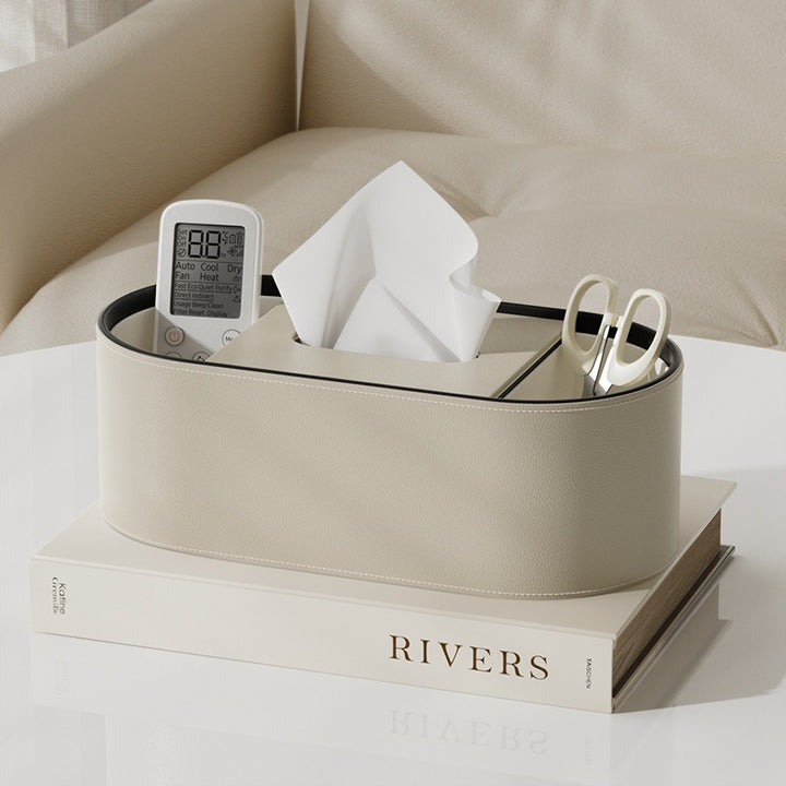Tissue box - Oval Elegance - Leather design - Functional &amp; Stylish