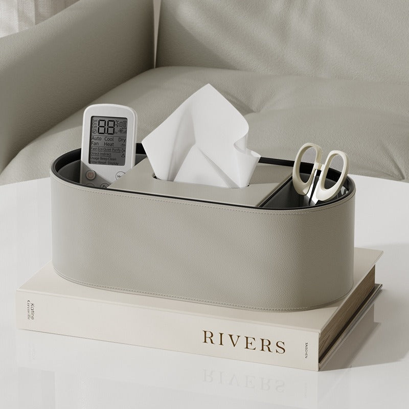 Tissue box - Oval Elegance - Leather design - Functional &amp; Stylish