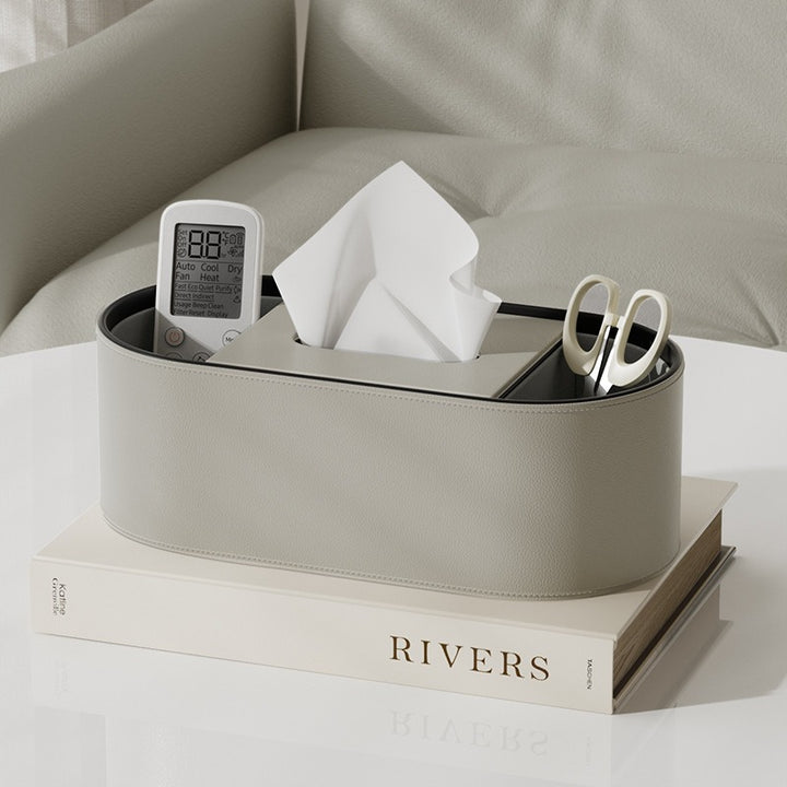 Tissue box - Oval Elegance - Leather design - Functional &amp; Stylish