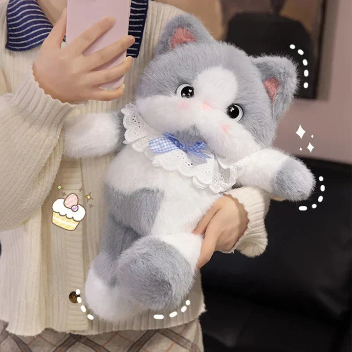 Kawaii Cat Plush Family with Collar