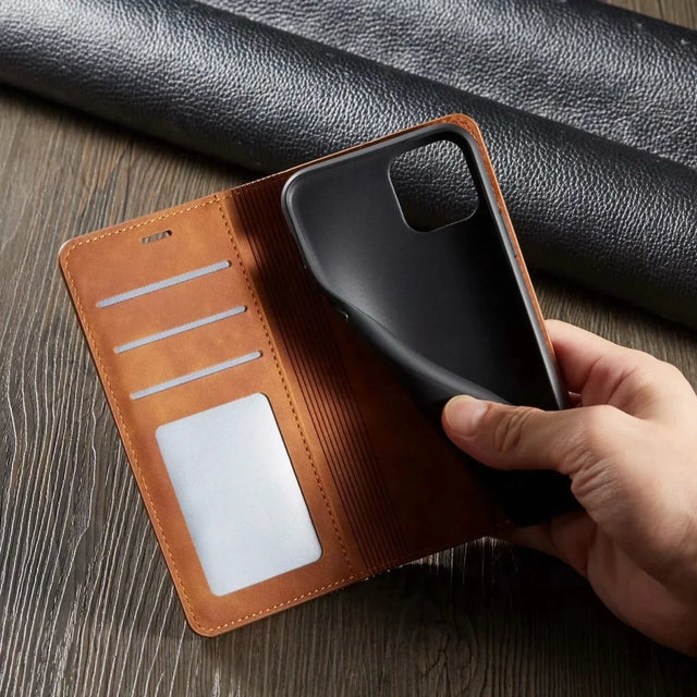 MAGSHIELD – Magnetic Leather iPhone Case for Stylish Protection