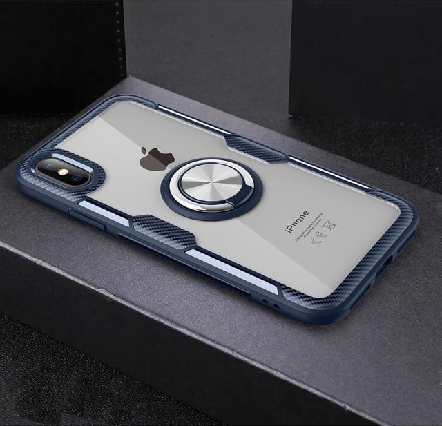 Magnetic Ring Carbon Fiber iPhone Case