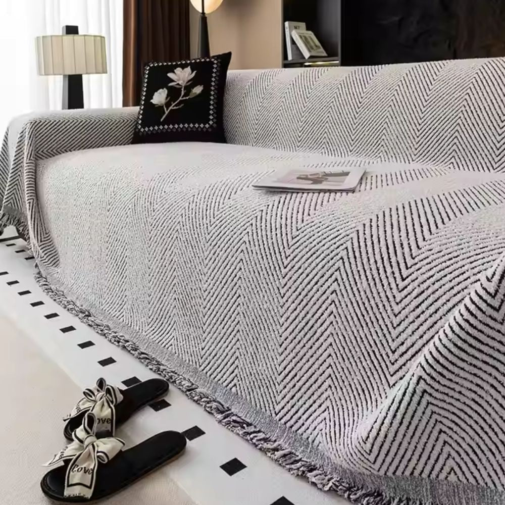 CUSHVIVE – Herringbone Sofa Cover with Splash Protection and Non-Slip Design