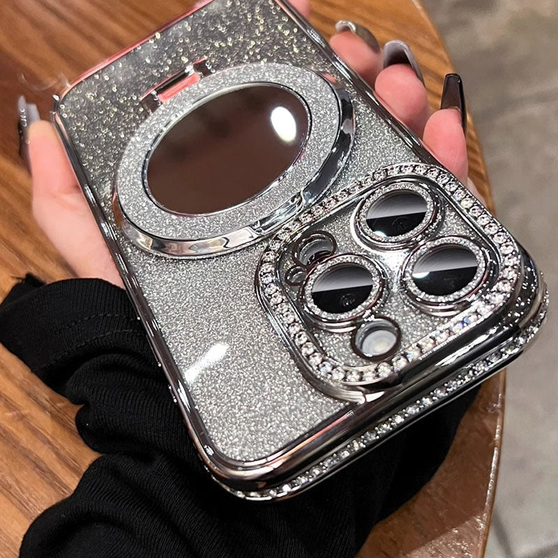 Phone Case with Mirror Magnetic Stand Glitter