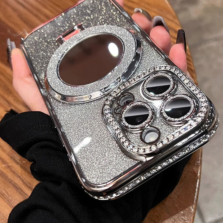 Phone Case with Mirror Magnetic Stand Glitter