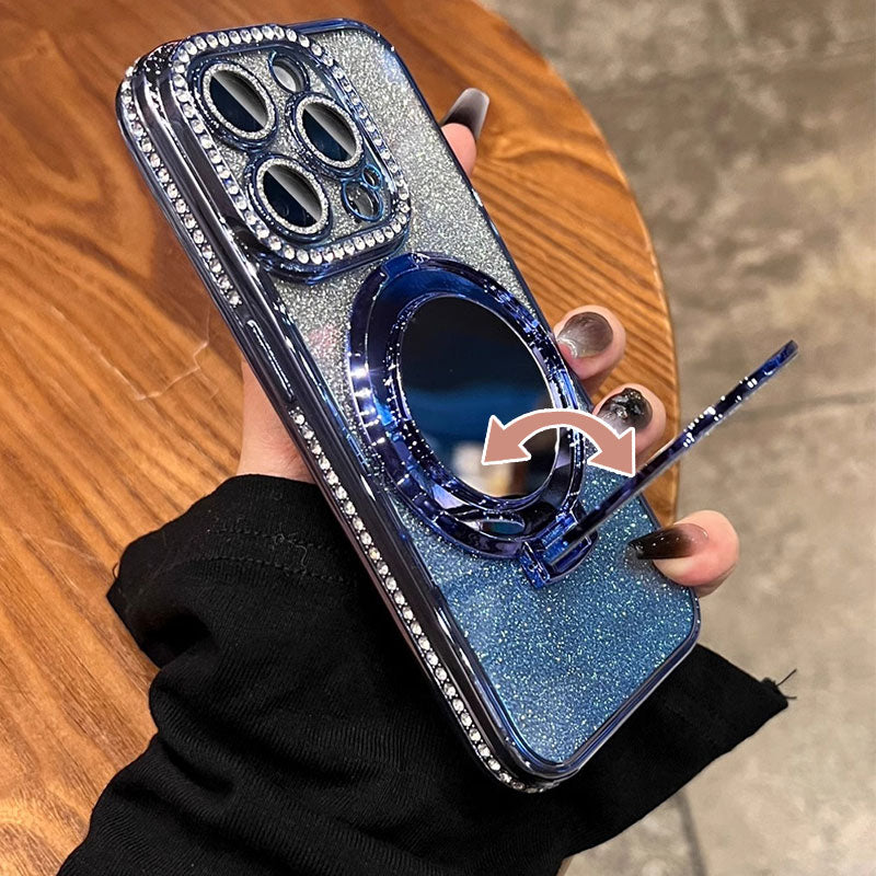 Phone Case with Mirror Magnetic Stand Glitter