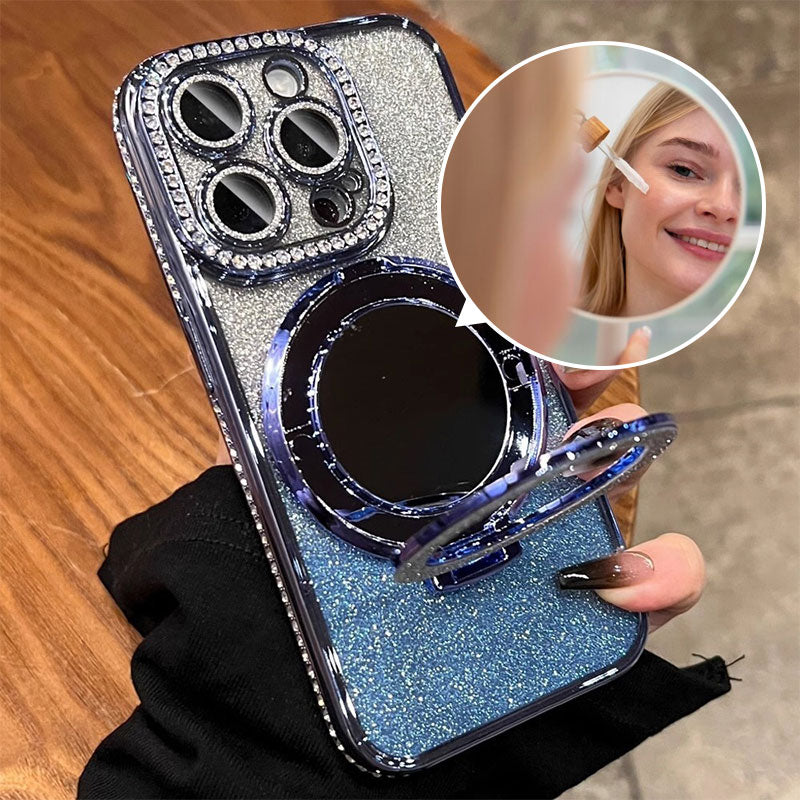 Phone Case with Mirror Magnetic Stand Glitter