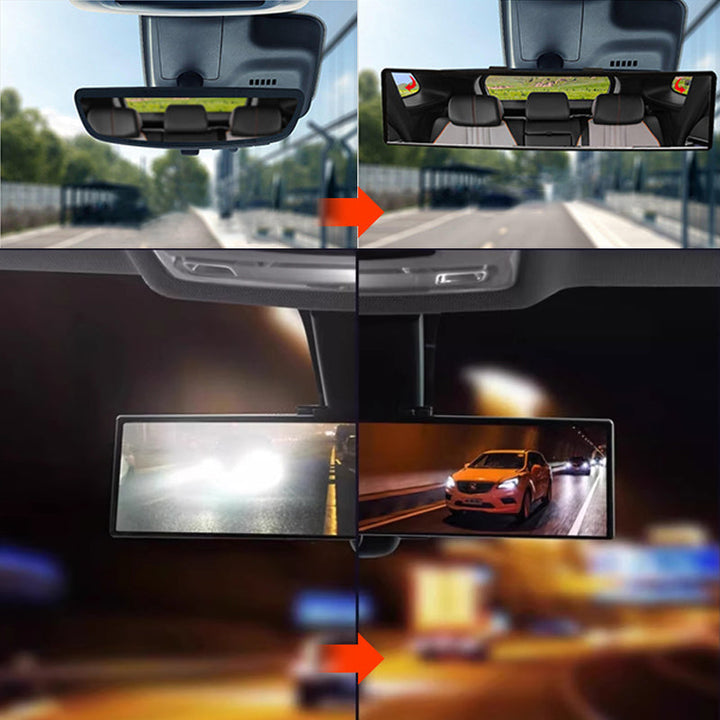 Wide curved rearview mirror for cars