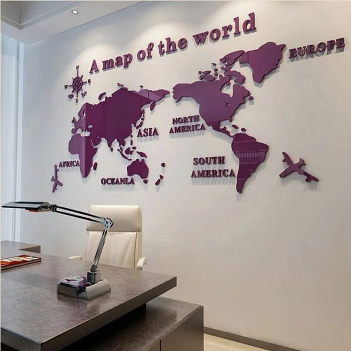 3D World Map Wall Sticker